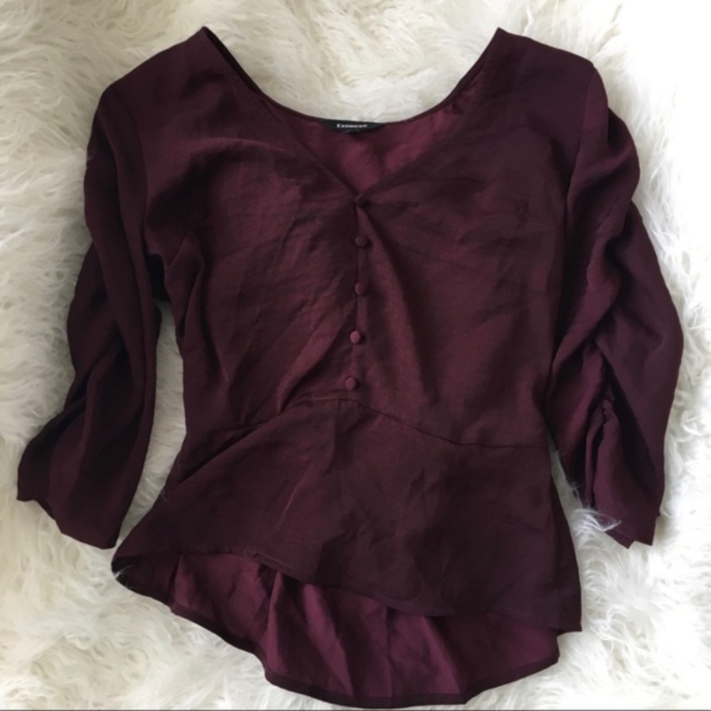 NWOT Express Purple Silky Shirt XS